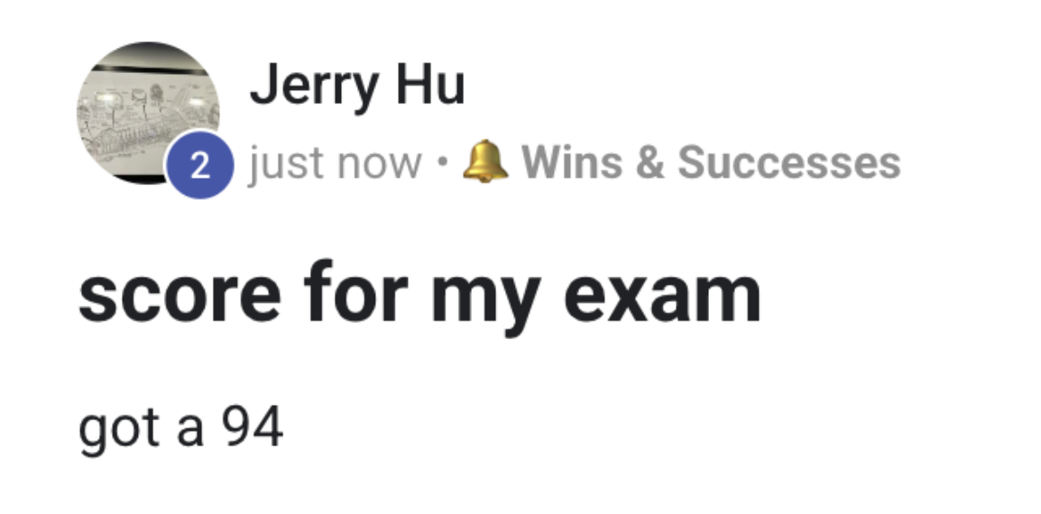 Jerry scored a 94 on his exam