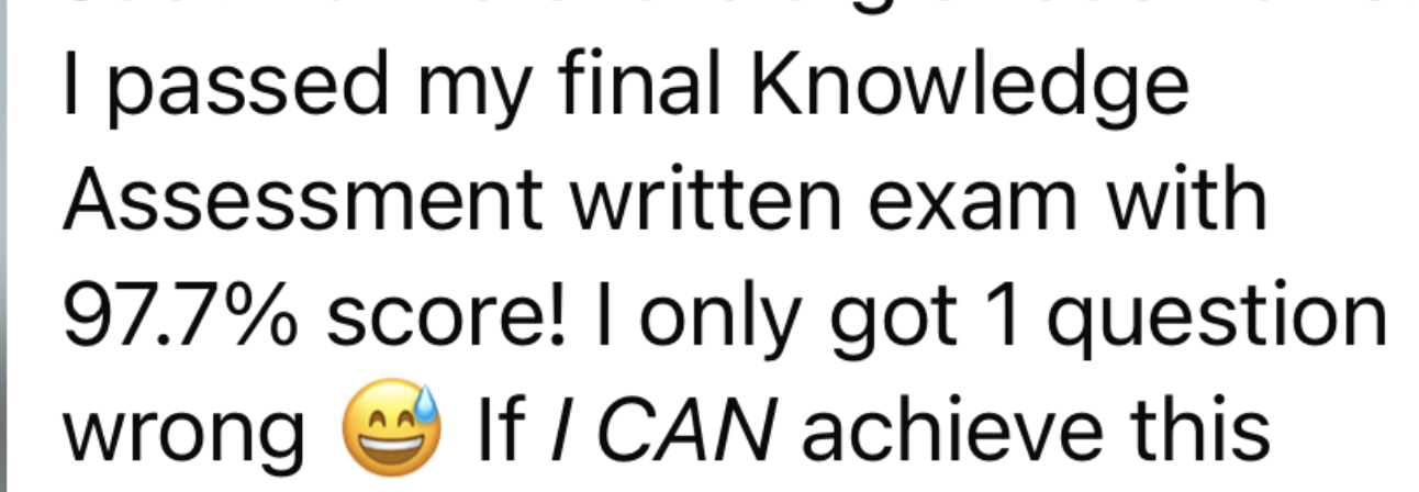Learner passed a final written exam with 97.7%